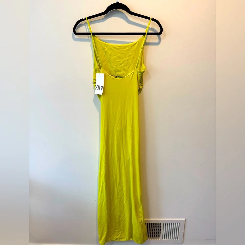 New NWT Zara Yellow/Green Backless Maxi Dress Size M - Picture 3 of 4